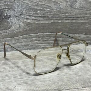 Unbranded‎ Gold Tone Aviator Eyeglasses Frames 56-15 Metal YG Square